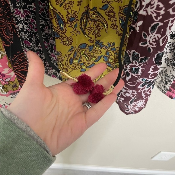 Daniel Rainn Boho Tassel Patchwork Blouse XS Beaded - Picture 7 of 7